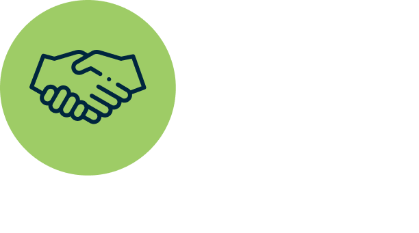 Hands shaking icon in green