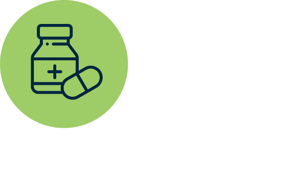 Pharmaceutical pills in green against a prescription bottle